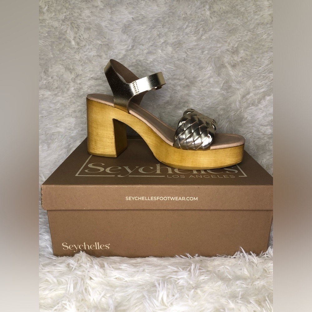 Seychelles Women's Tan and Brown Platform Heels NIB SIZE 9.5 - Picture 4 of 16